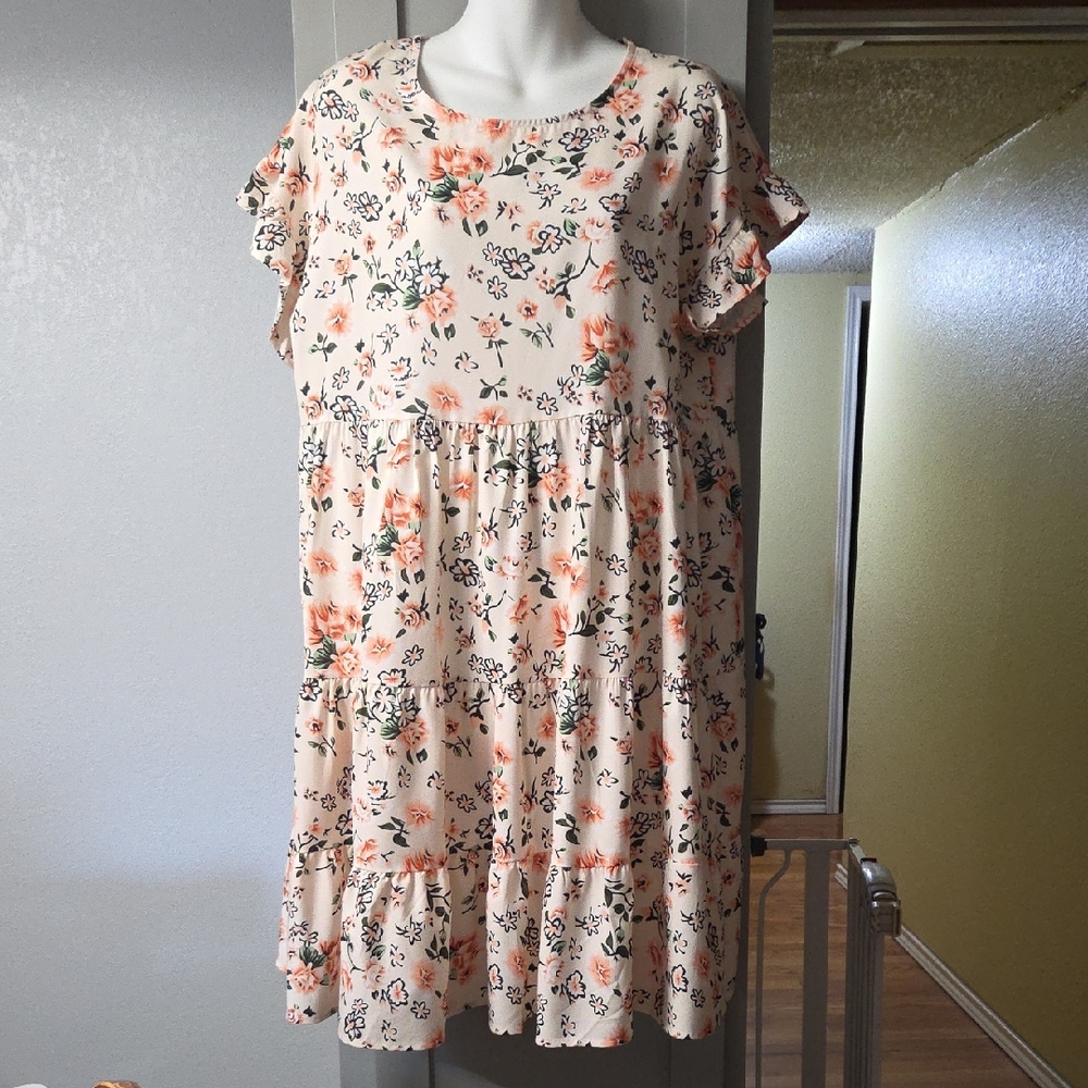Amazon Boho Floral Print Dress with Ruffle Sleeves